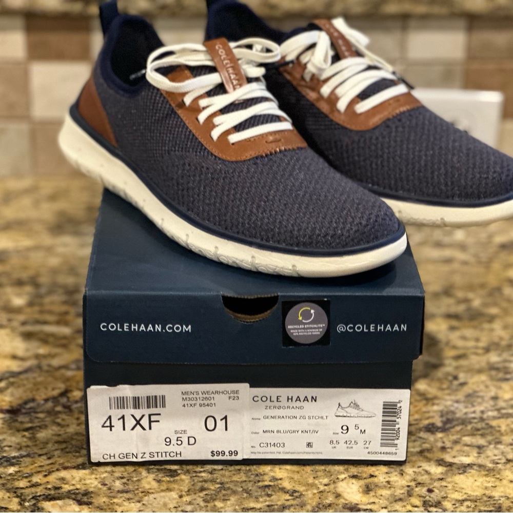 Cole Haan Blue and Brown Sneakers with Minimalist Design